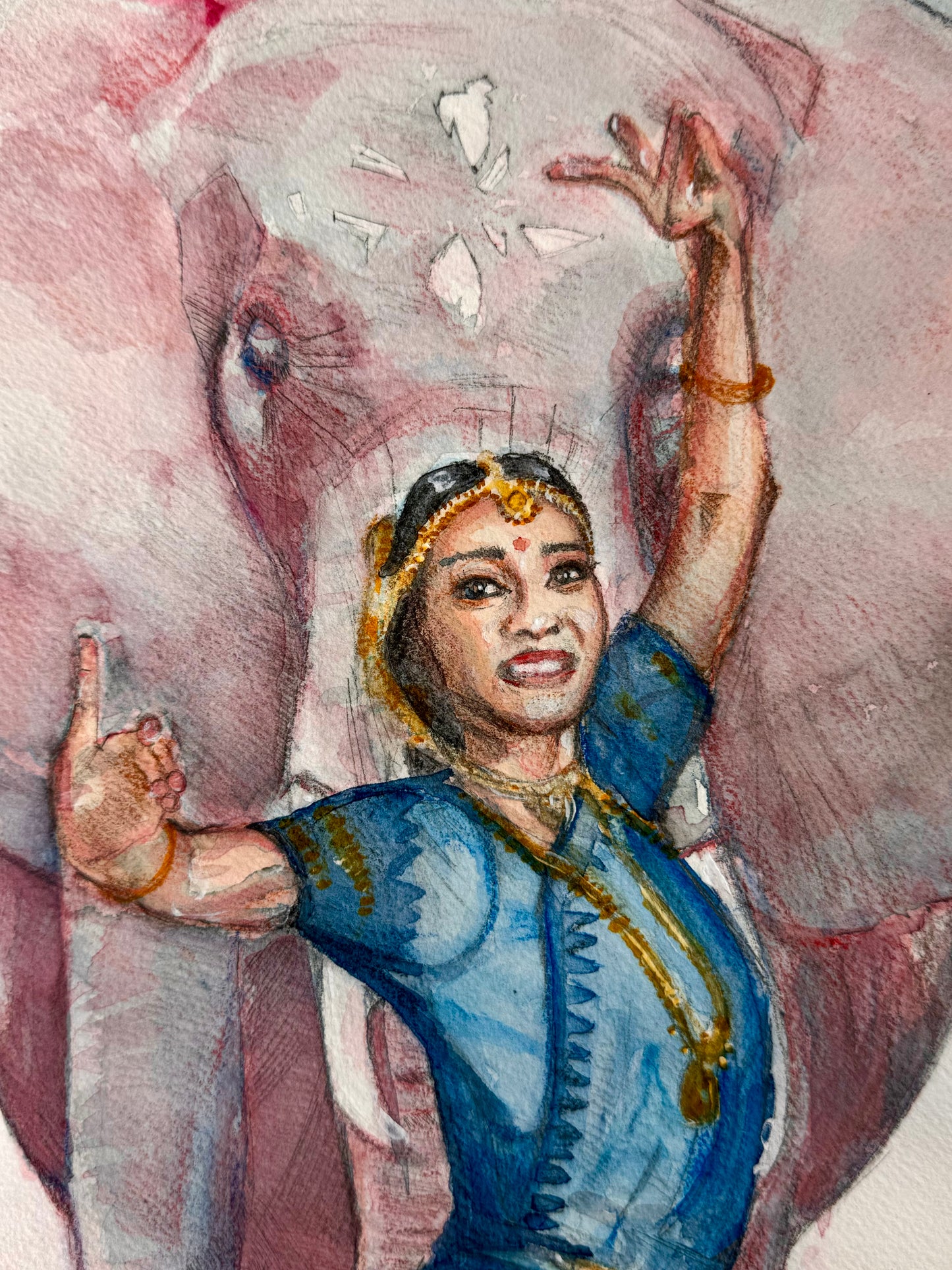 Bailarina hindú y elefante | Hindu dancer and elephant