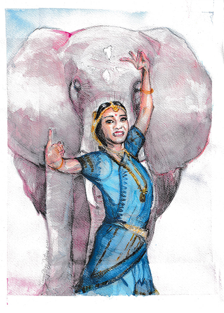 Bailarina hindú y elefante | Hindu dancer and elephant